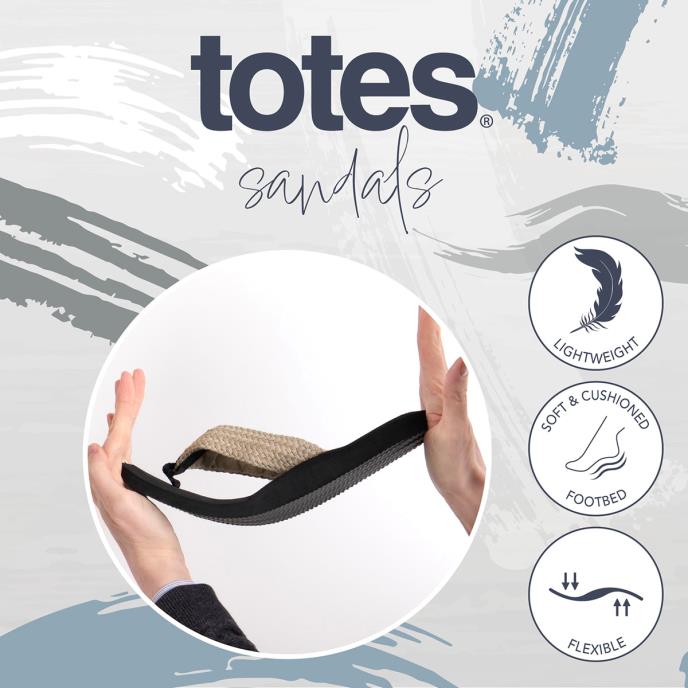 totes® Mens Plait Toe Post Sandal Black Extra Image 5